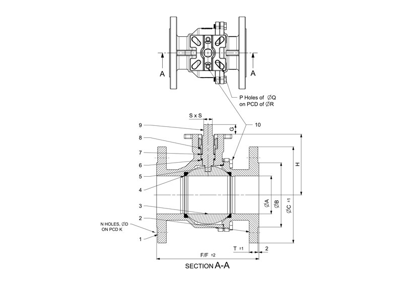 2 PIECE Bracket Mounting Ball Valve Line Diagram