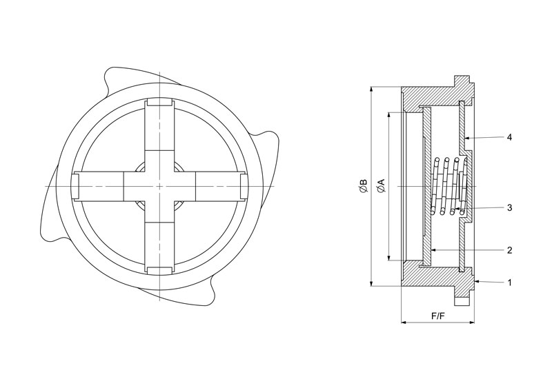 Disc Check Valve (Non Slam) Line Diagram