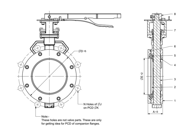 High Performance Double Offset Butterfly Valve Lever Operated