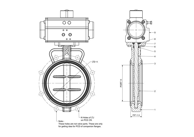 Pneumatic Operated Butterfly Valve Line Diagram