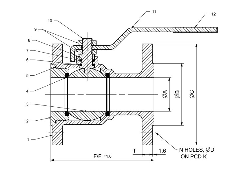 Single Piece Flanged End Ball Valve